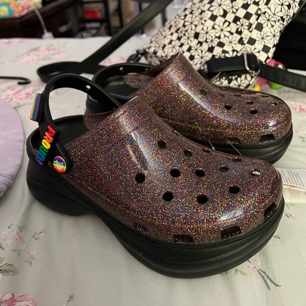 Brand new pride shoes with tag!! Sparkly pink/purple